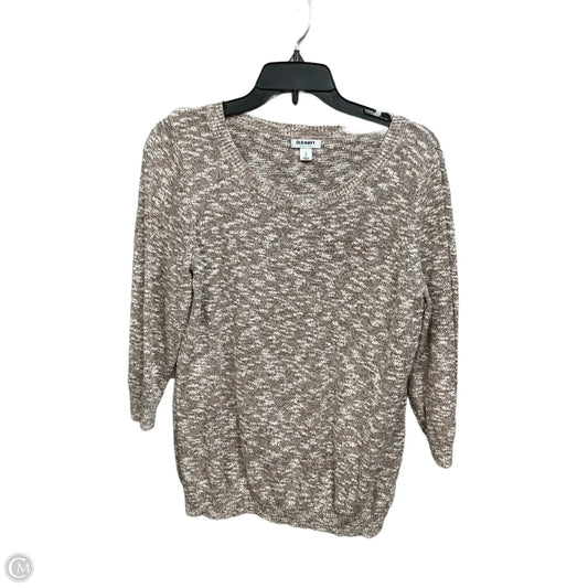 Top 3/4 Sleeve Basic By Old Navy In Tan & White, Size: L