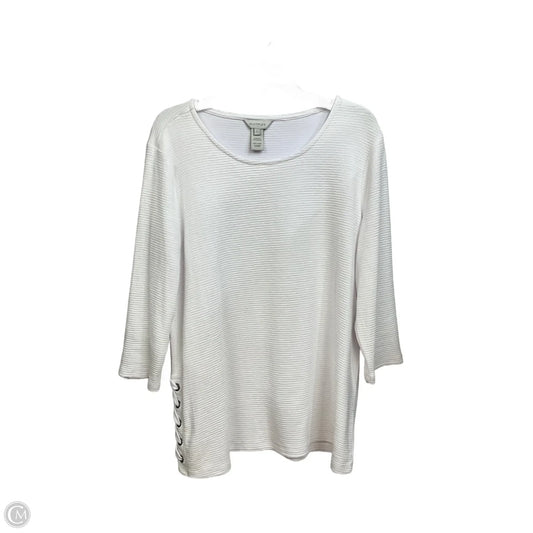 Top 3/4 Sleeve Basic By Multiples In White, Size: L