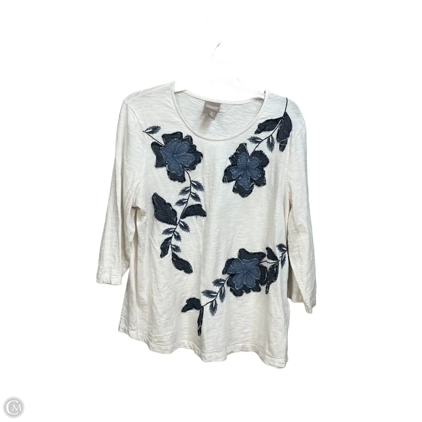 Top 3/4 Sleeve By Chicos In Floral Print, Size: Xl