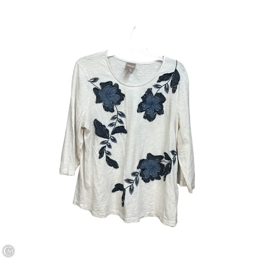 Top 3/4 Sleeve By Chicos In Floral Print, Size: Xl