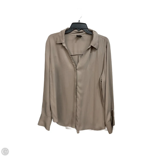 Blouse Long Sleeve By Worthington In Taupe, Size: Xl