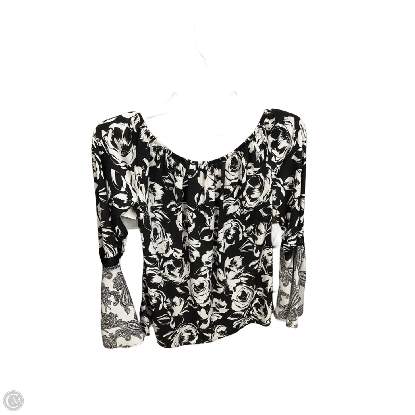 Blouse Long Sleeve By White House Black Market In Black & White, Size: Xs
