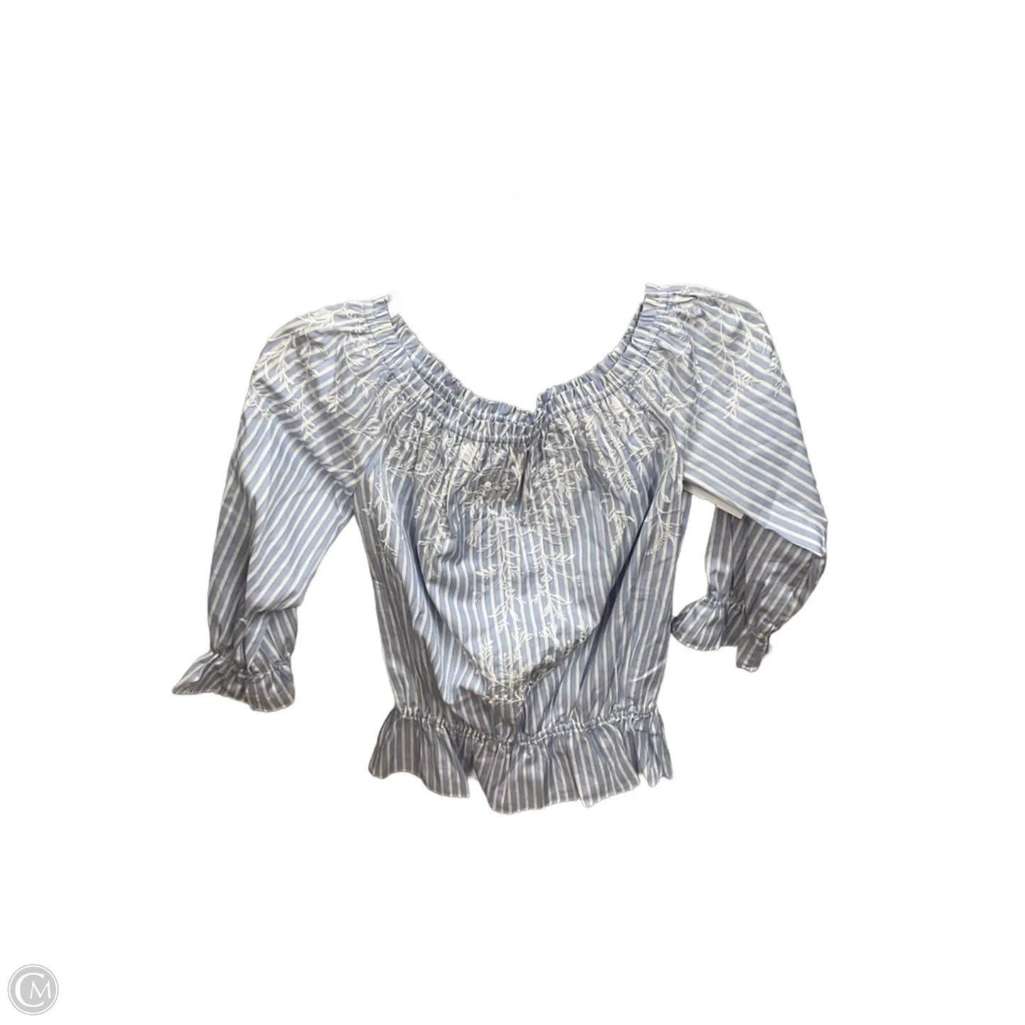 Top Long Sleeve By White House Black Market In Blue & White, Size: Xs