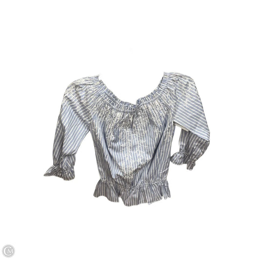 Top Long Sleeve By White House Black Market In Blue & White, Size: Xs
