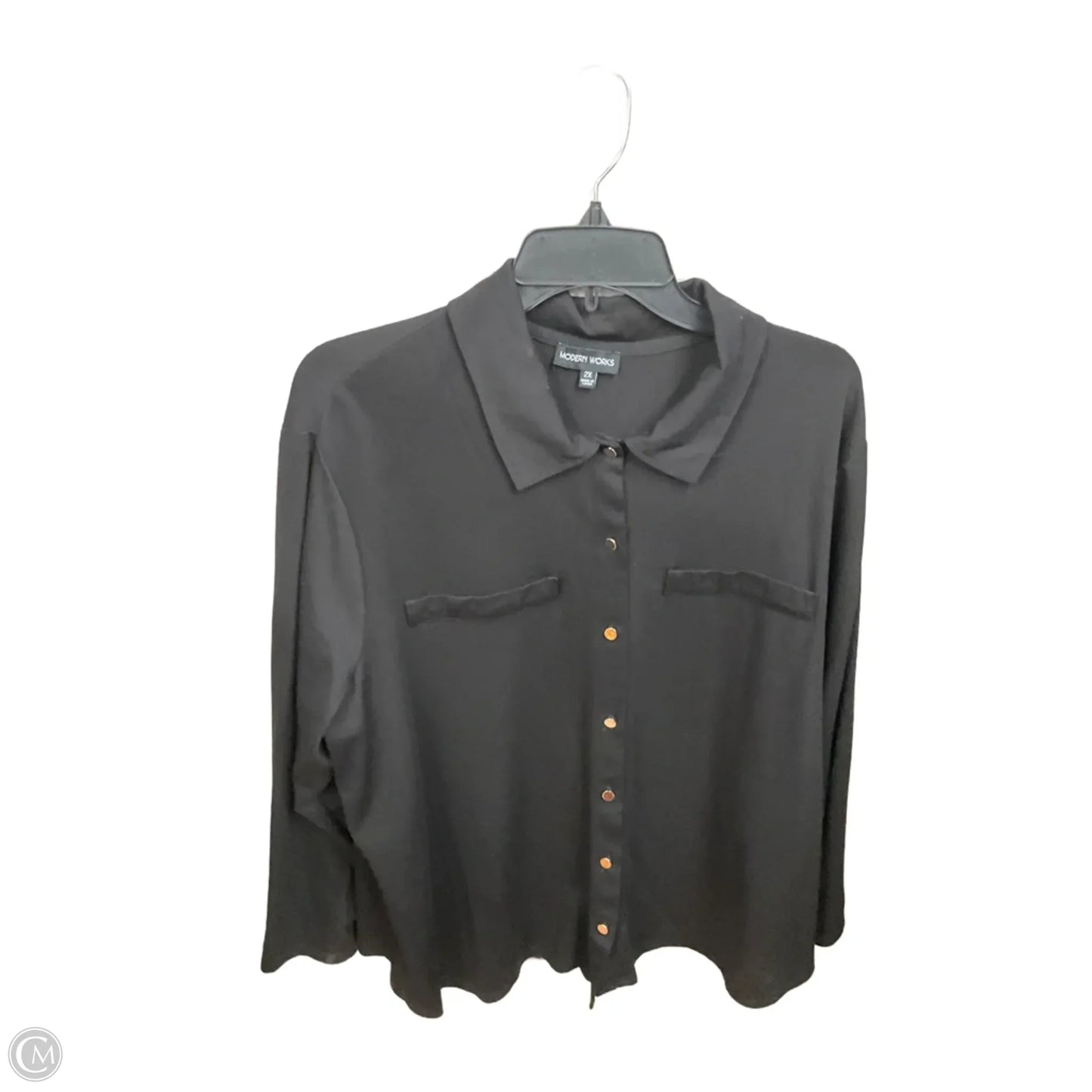 Blouse Long Sleeve By Modern Works In Black, Size: 2x