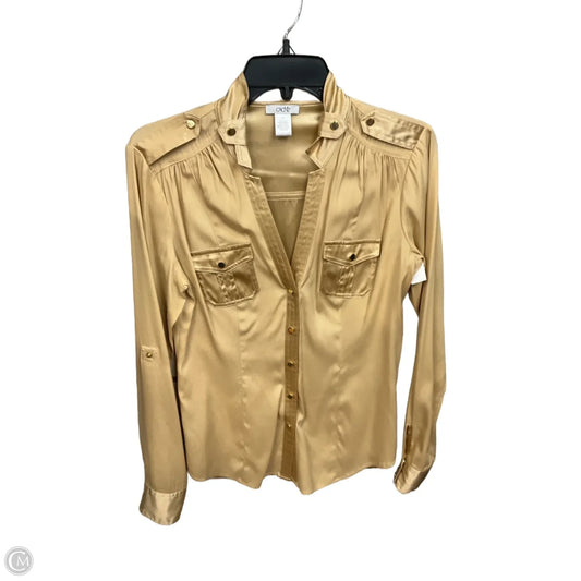 Blouse Long Sleeve By Cache In Gold, Size: M