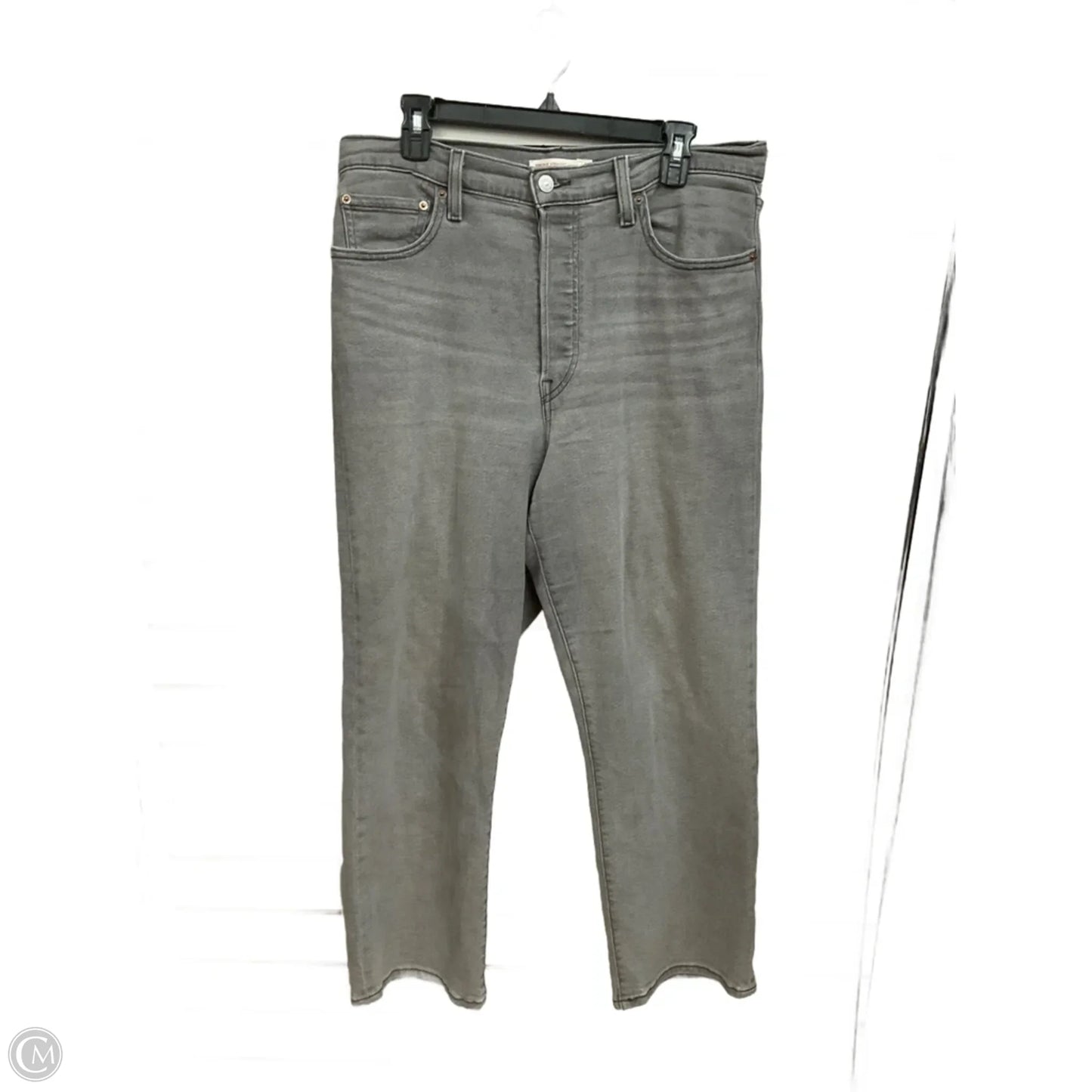 Jeans Straight By Levis In Grey Denim, Size: 12