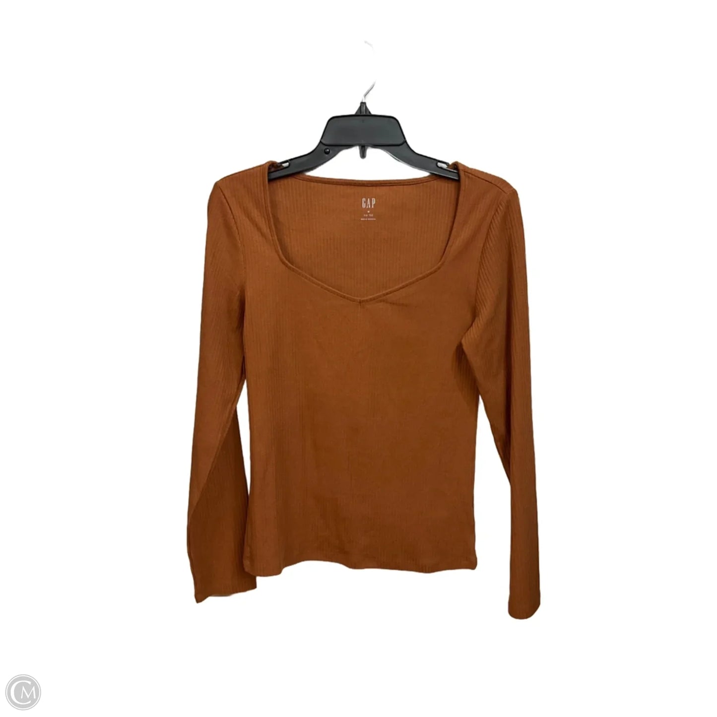 Top Long Sleeve Basic By Gap In Brown, Size: M