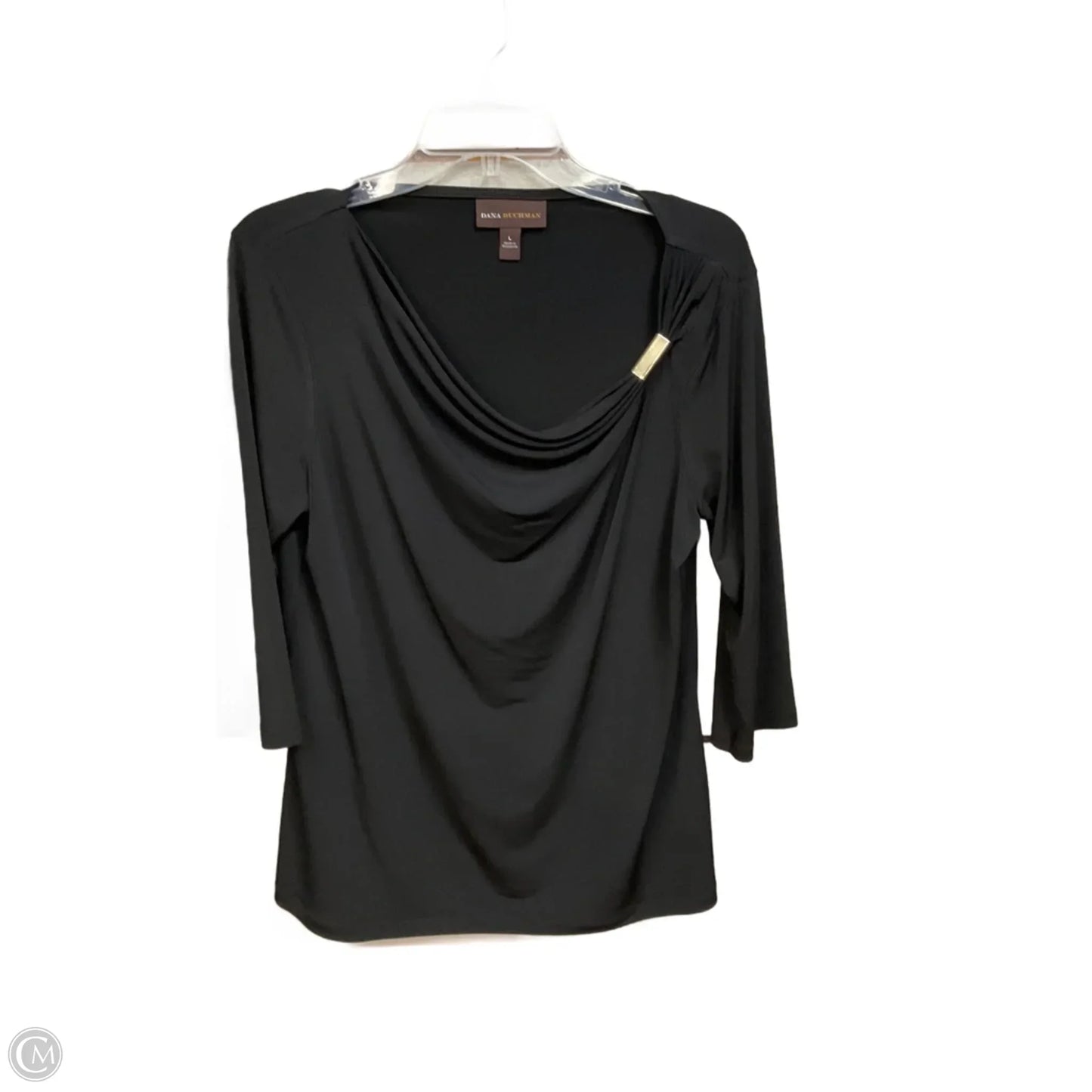 Top 3/4 Sleeve By Dana Buchman In Black, Size: L