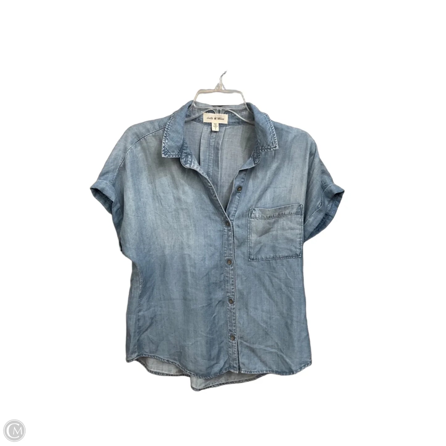 Blouse Short Sleeve By Cloth & Stone In Blue, Size: S