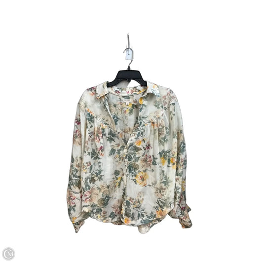 Blouse Long Sleeve By Pilcro In Floral Print, Size: Xs