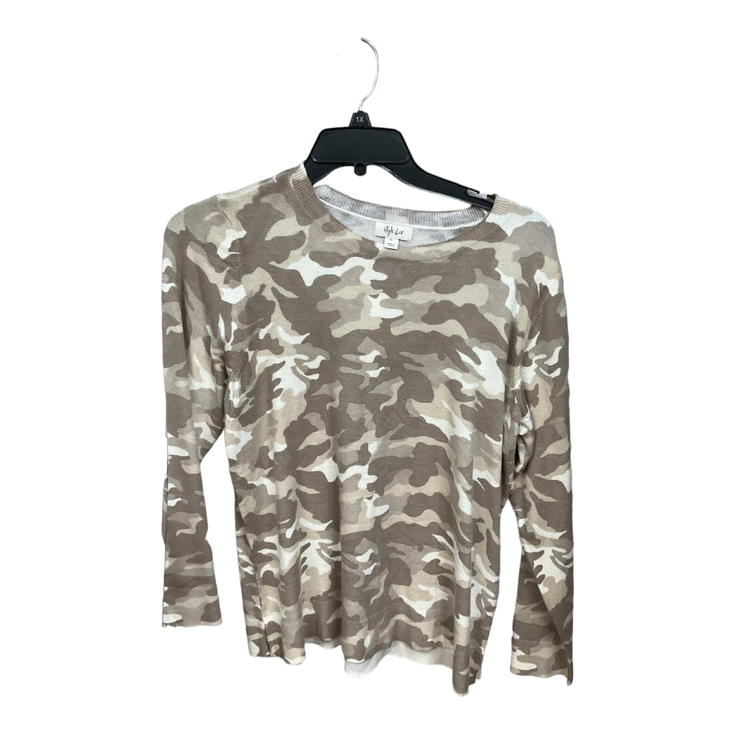 Camouflage Print Top Long Sleeve Basic Style And Company, Size Xl