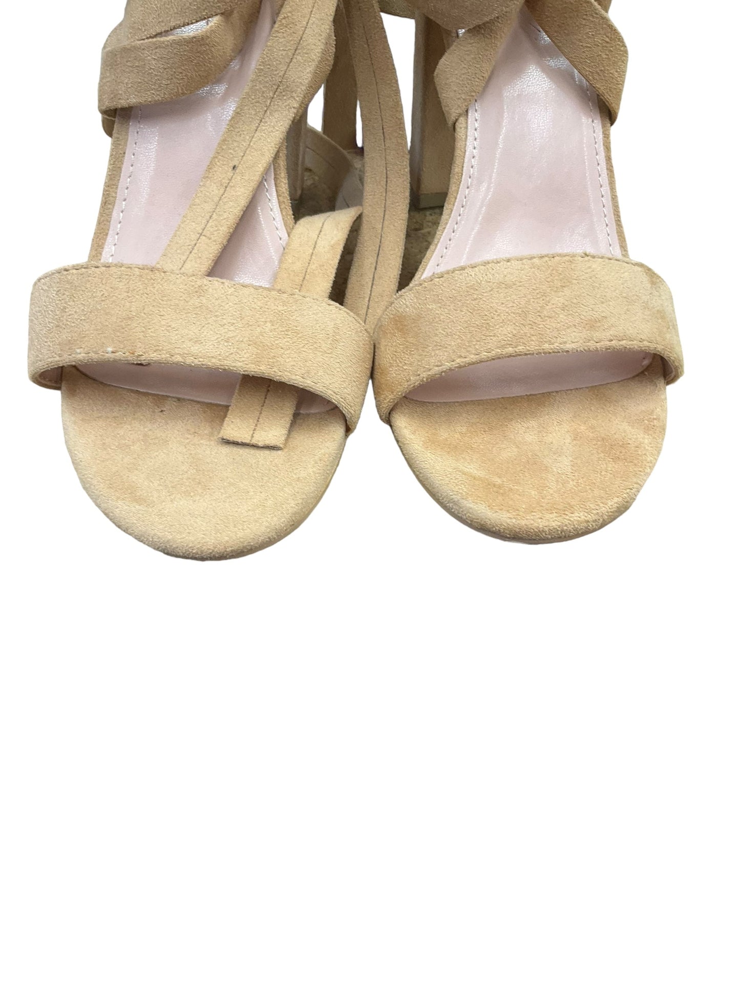 Tan Sandals Heels Block Clothes Mentor, Size 8