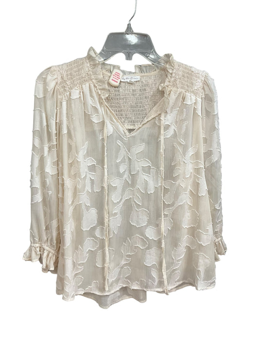 Cream Blouse Long Sleeve Clothes Mentor, Size L