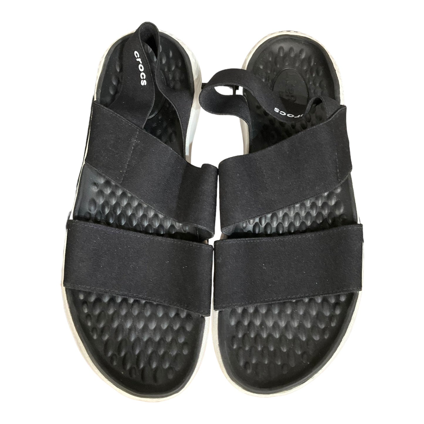 Black Sandals Flats Crocs, Size 7