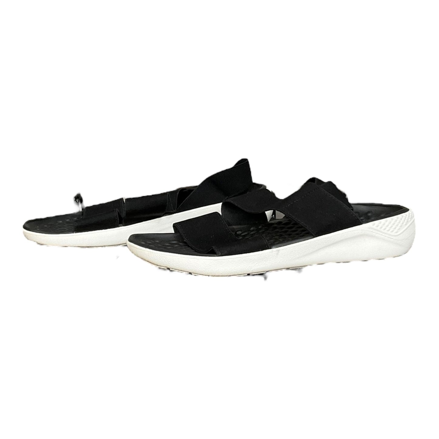 Black Sandals Flats Crocs, Size 7