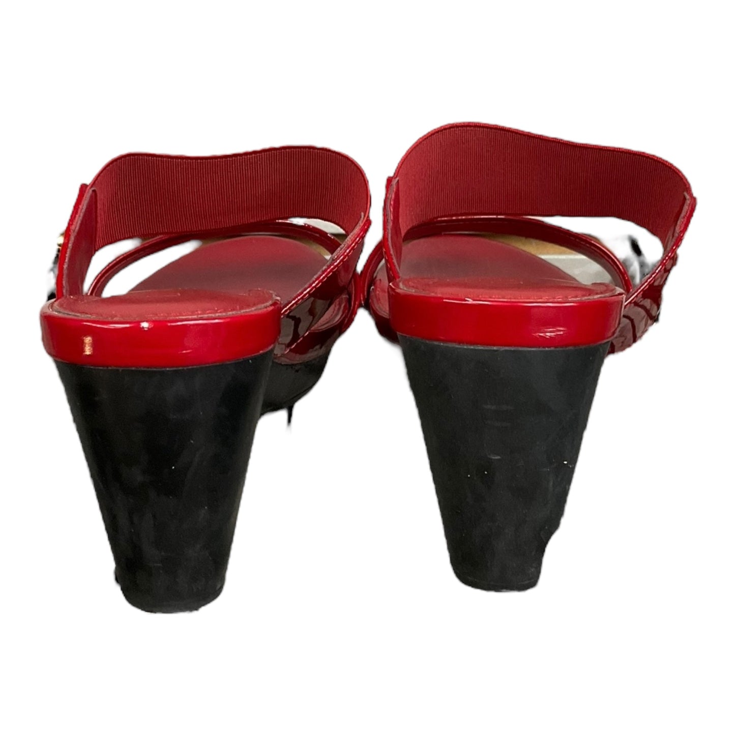 Red Sandals Heels Wedge Lauren By Ralph Lauren, Size 7.5