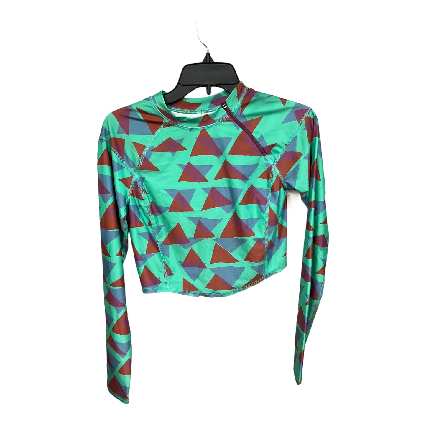 Geometric Pattern Athletic Top Long Sleeve Collar Free People, Size S