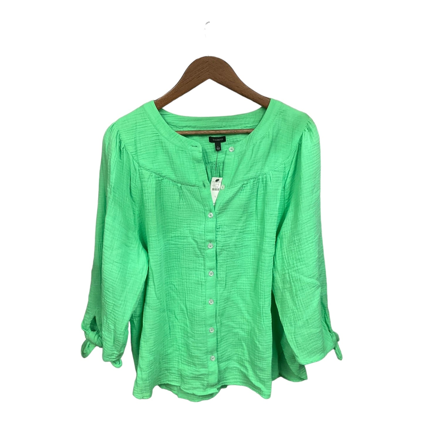 Blouse 3/4 Sleeve By Talbots In Green, Size: L