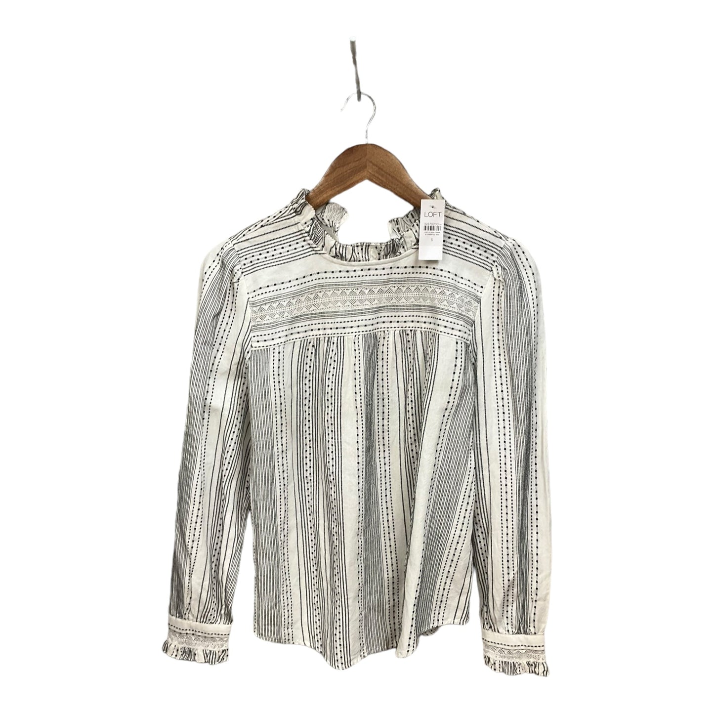 Striped Pattern Blouse Long Sleeve Loft, Size S