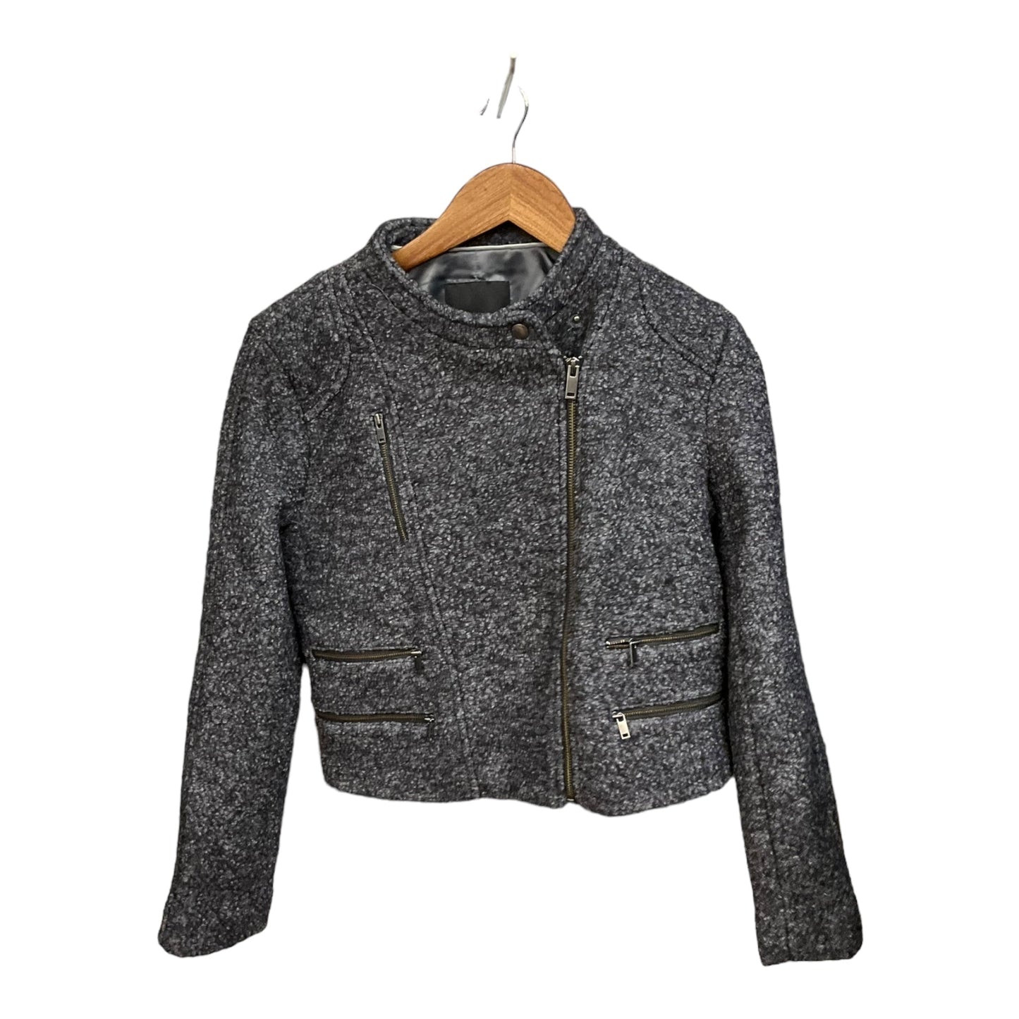 Jacket Moto By Banana Republic In Grey, Size: Petite   S