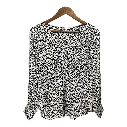 Blouse Long Sleeve By Clothes Mentor In Black & White, Size: M