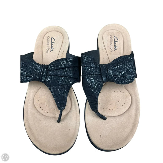 Sandals Flip Flops By Clarks In Black, Size: 6.5