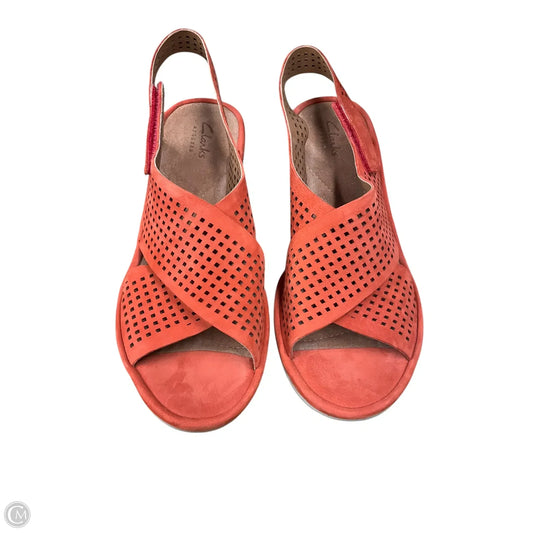 Sandals Heels Wedge By Clarks In Orange, Size: 7