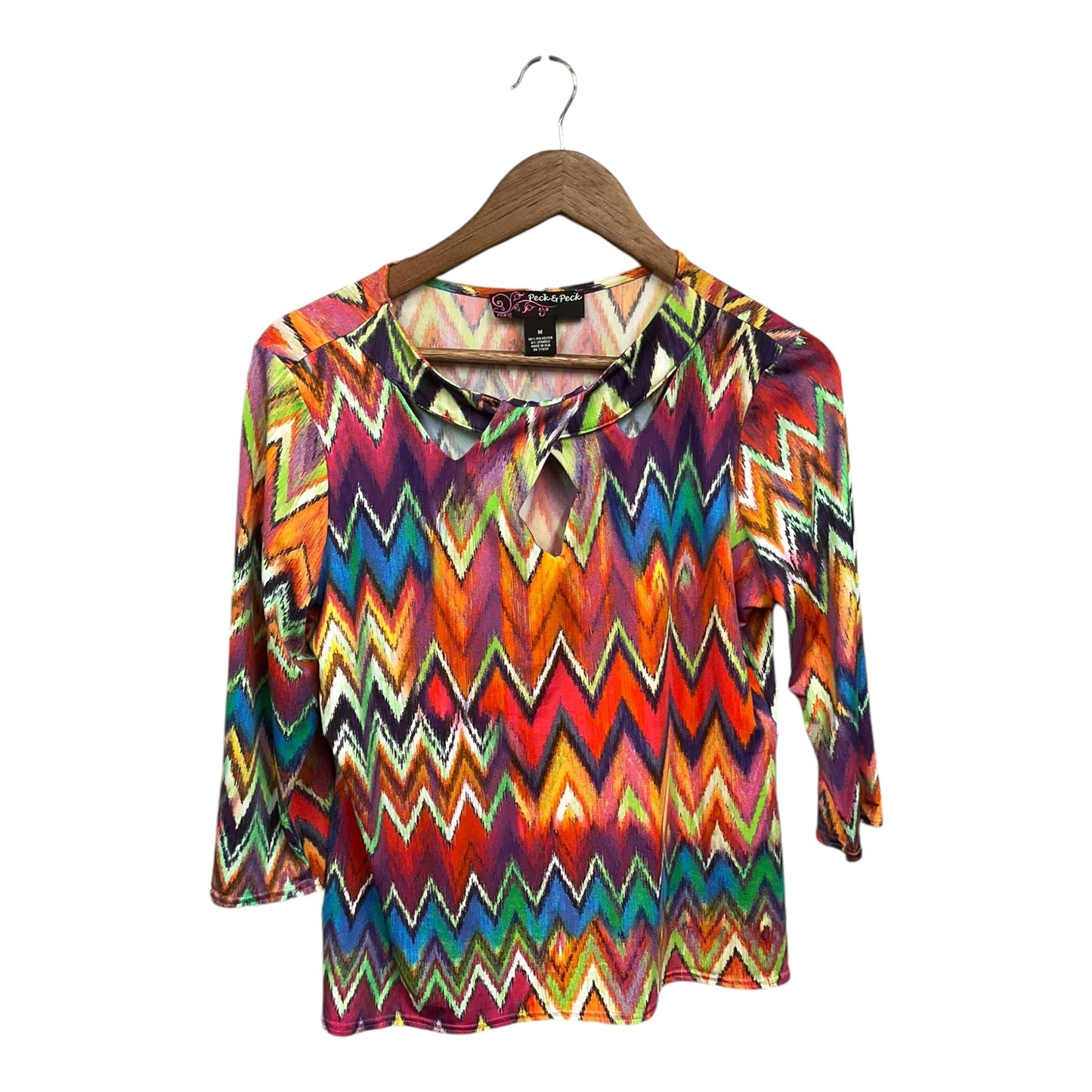 Top 3/4 Sleeve By Peck And Peck In Multi-colored, Size: M