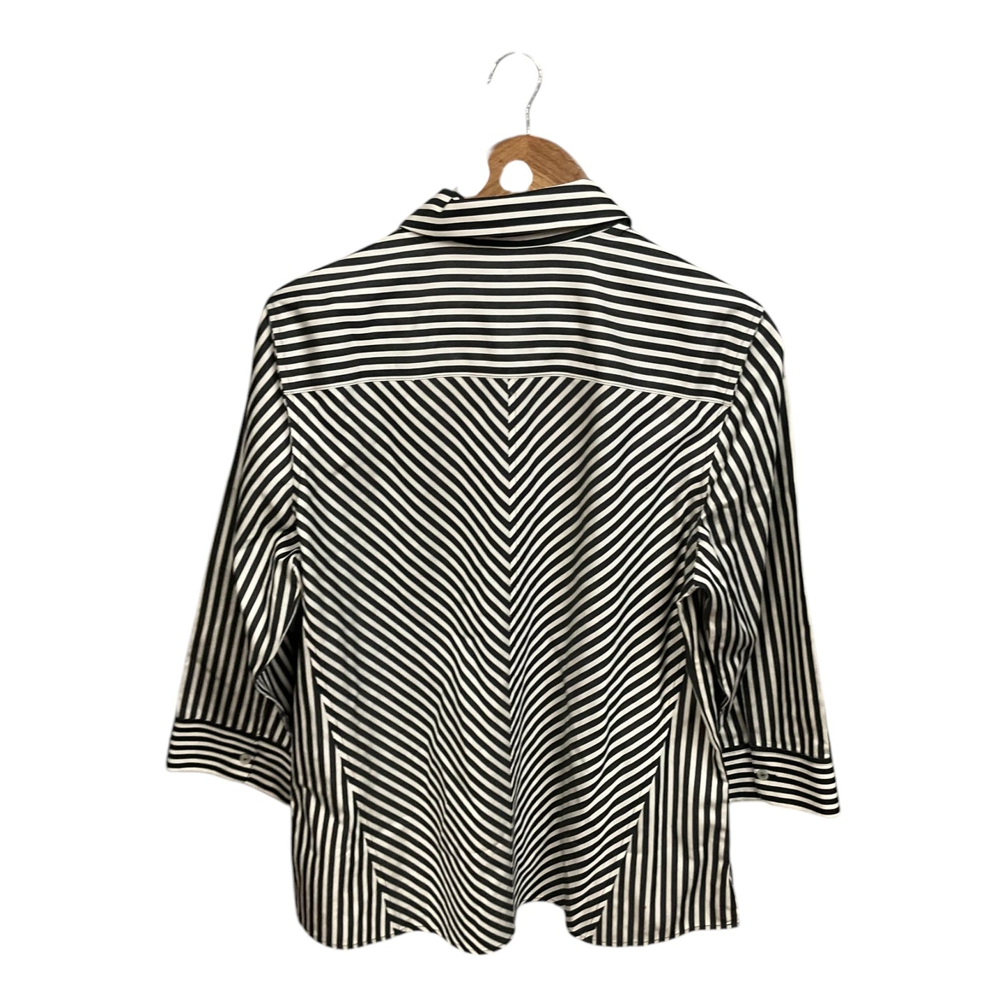 Blouse 3/4 Sleeve By Foxcroft In Striped Pattern, Size: L