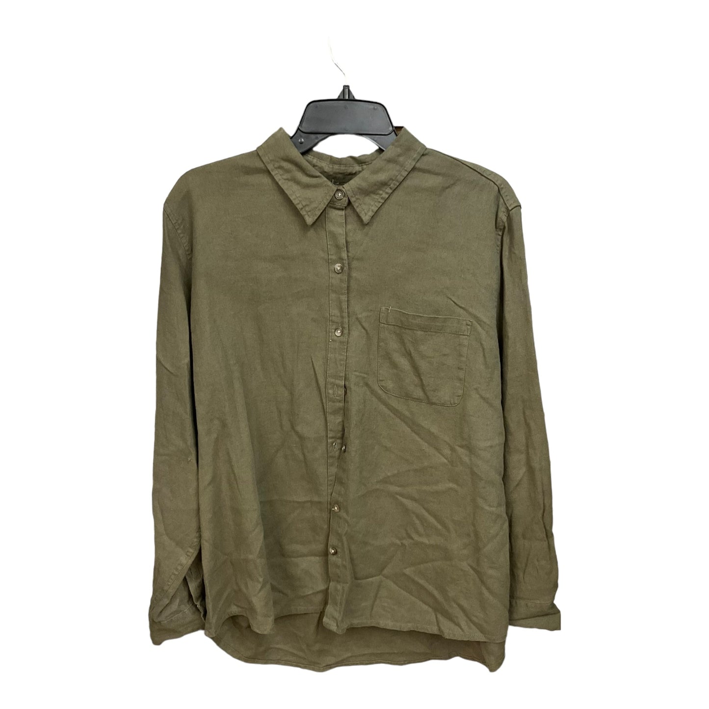 Blouse Long Sleeve By Universal Thread In Olive, Size: L