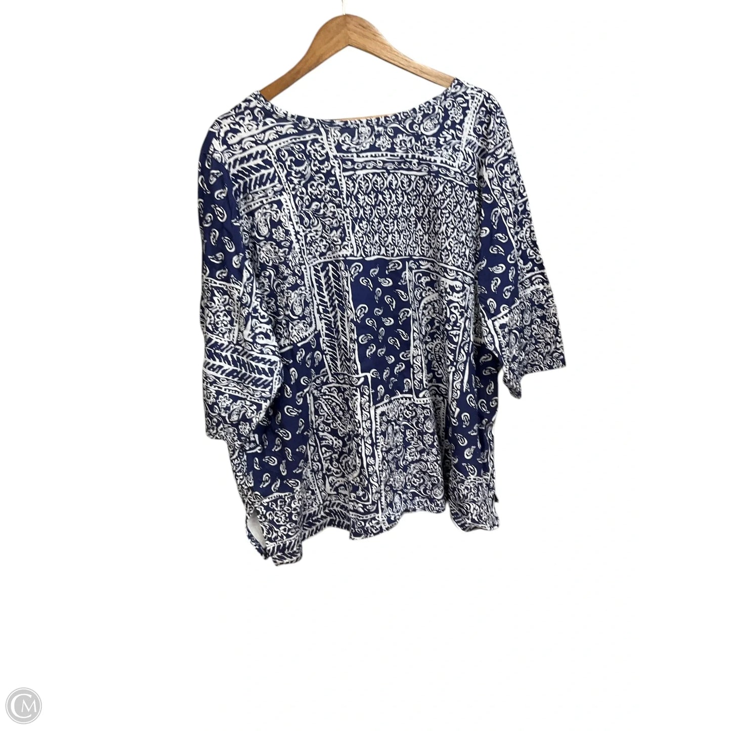 Top 3/4 Sleeve By Woman Within In Navy, Size: 2x