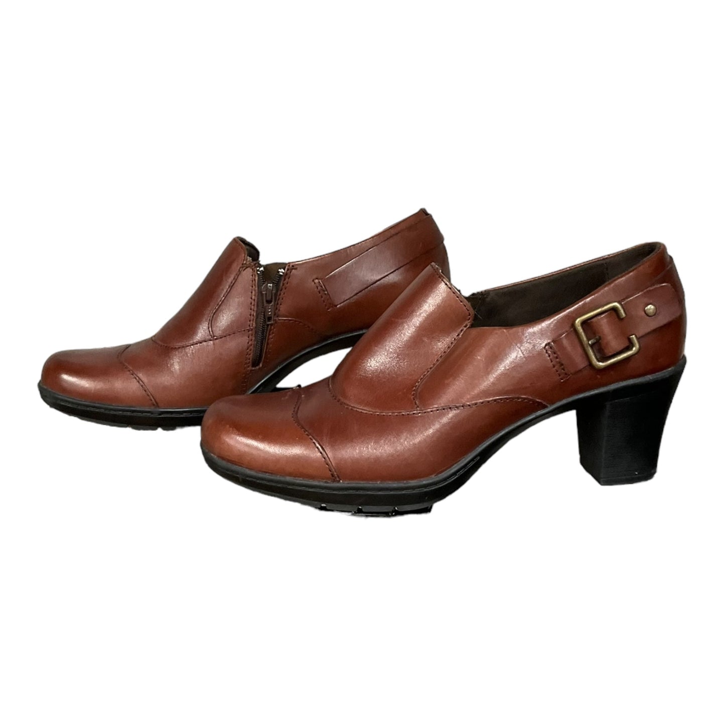 Brown Shoes Heels Block Clarks, Size 9