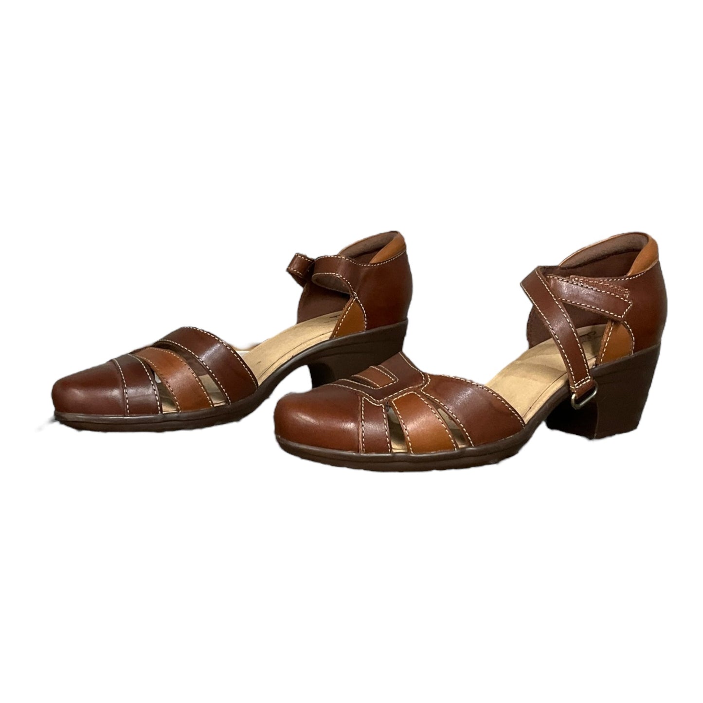 Brown Shoes Heels Block Clarks, Size 7.5