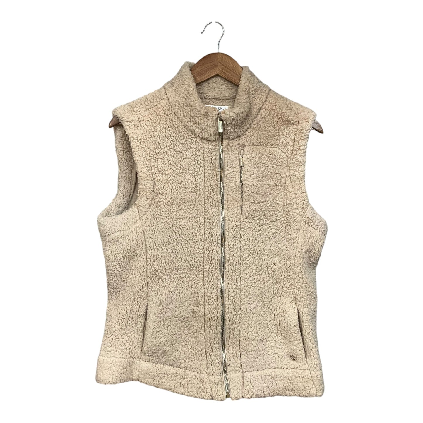 Vest Faux Fur & Sherpa By Calvin Klein In Tan, Size: L