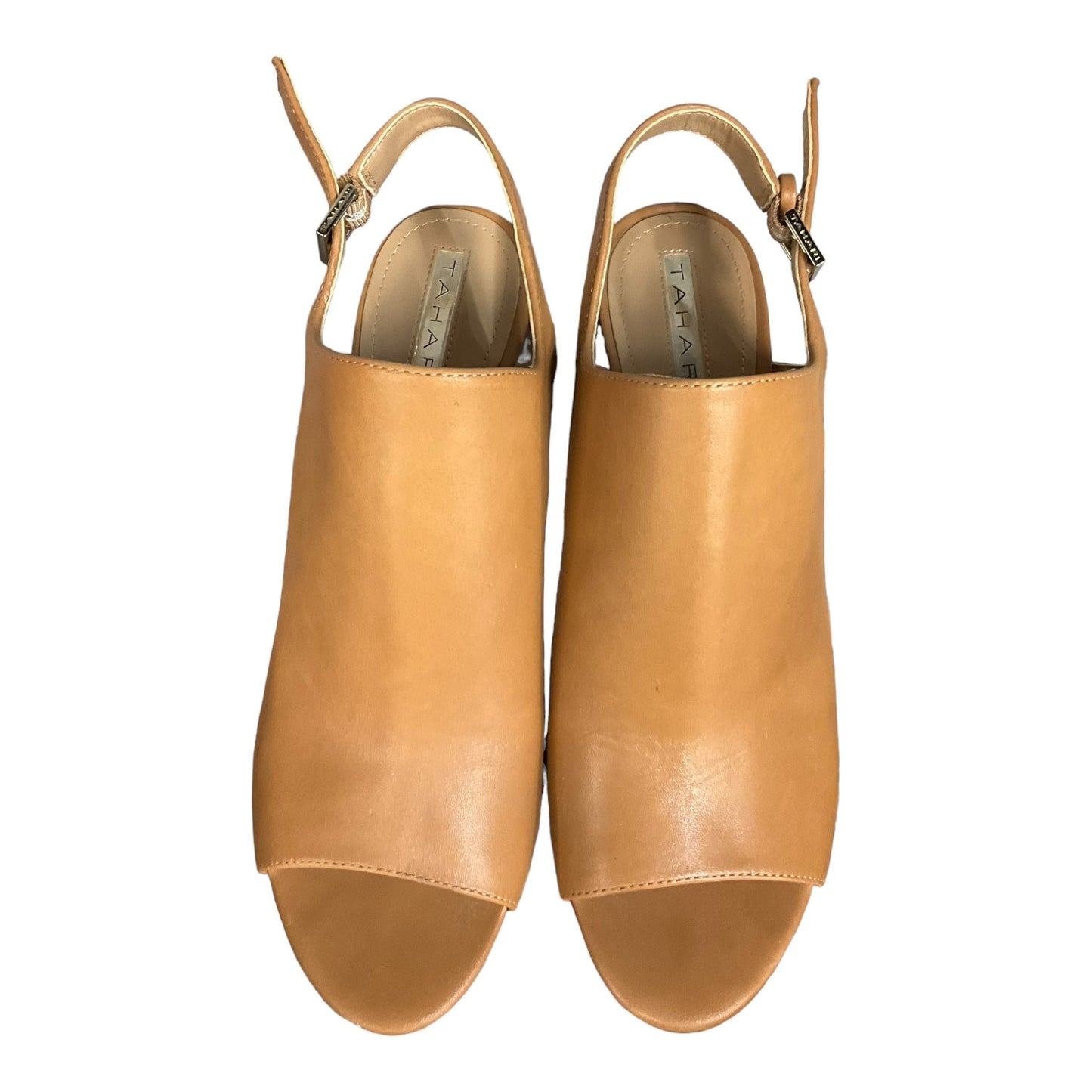 Tan Sandals Heels Block Tahari By Arthur Levine, Size 8