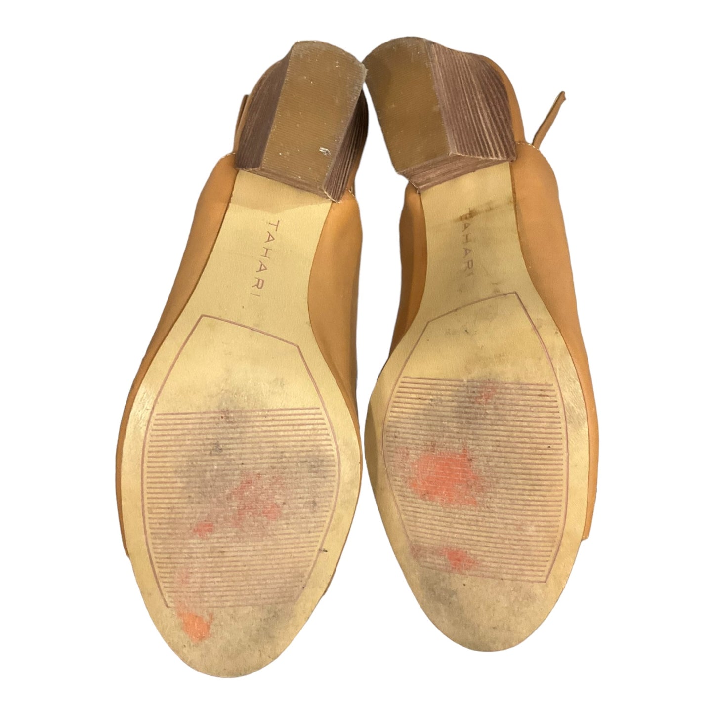 Tan Sandals Heels Block Tahari By Arthur Levine, Size 8