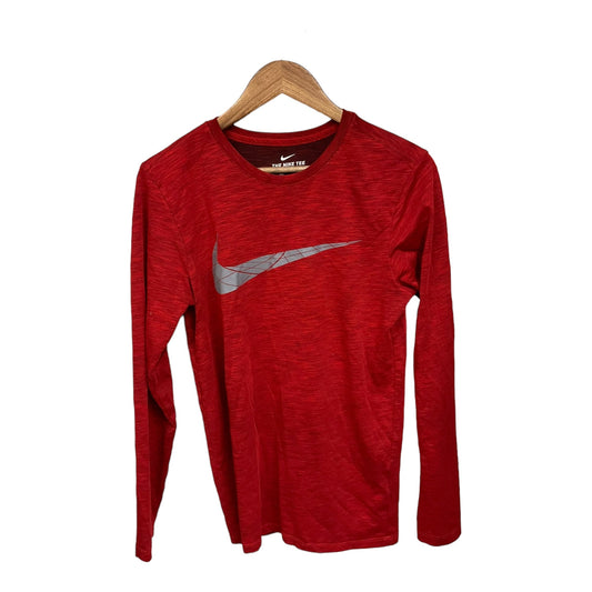 Red Athletic Top Long Sleeve Crewneck Nike Apparel, Size S