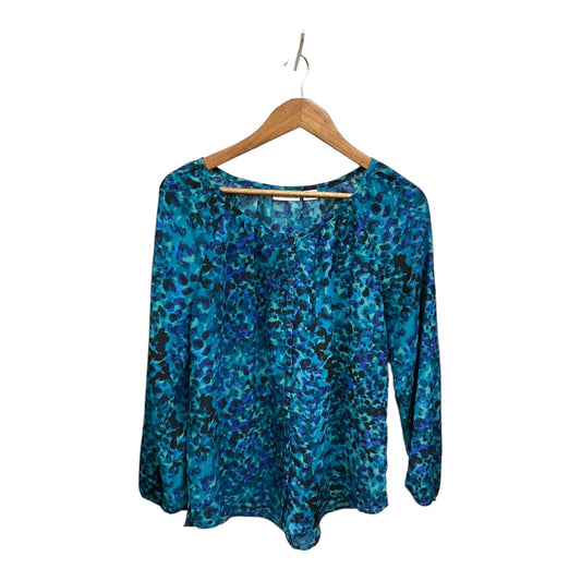 Blouse Long Sleeve By Liz Claiborne In Black & Blue, Size: M