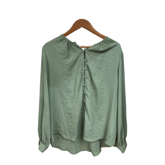 Blouse Long Sleeve By Nine West Apparel In Green, Size: Xxl