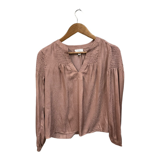 Blouse Long Sleeve By Current Air In Brown, Size: Xs