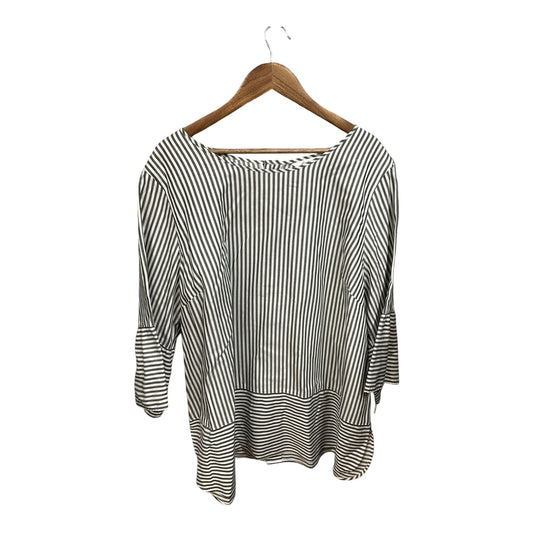 Top 3/4 Sleeve By Foxcroft In Striped Pattern, Size: 3x