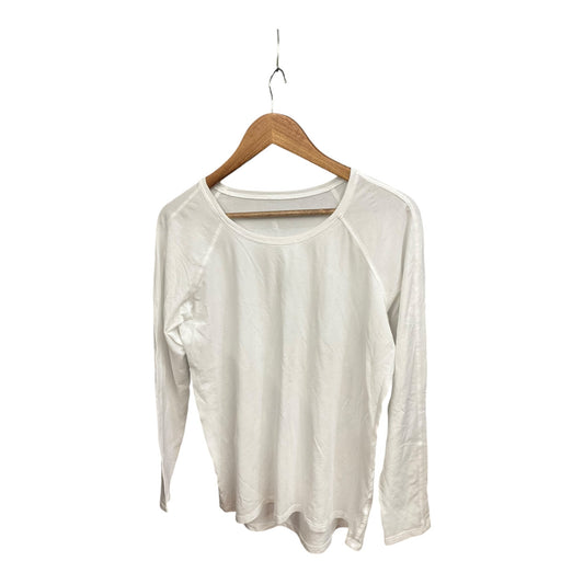 Athletic Top Long Sleeve Crewneck By Lululemon In White, Size: L