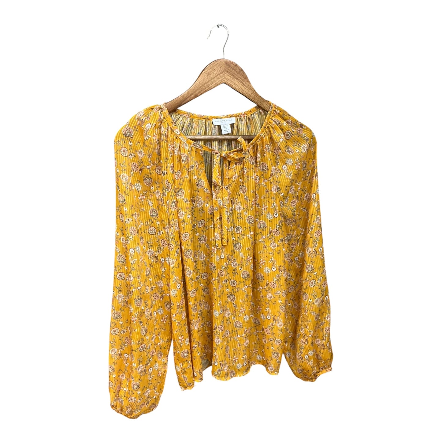 Blouse Long Sleeve By Carolina Belle In Yellow, Size: M