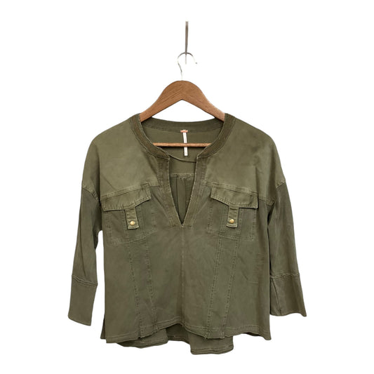 Top 3/4 Sleeve By Free People In Green, Size: Xs