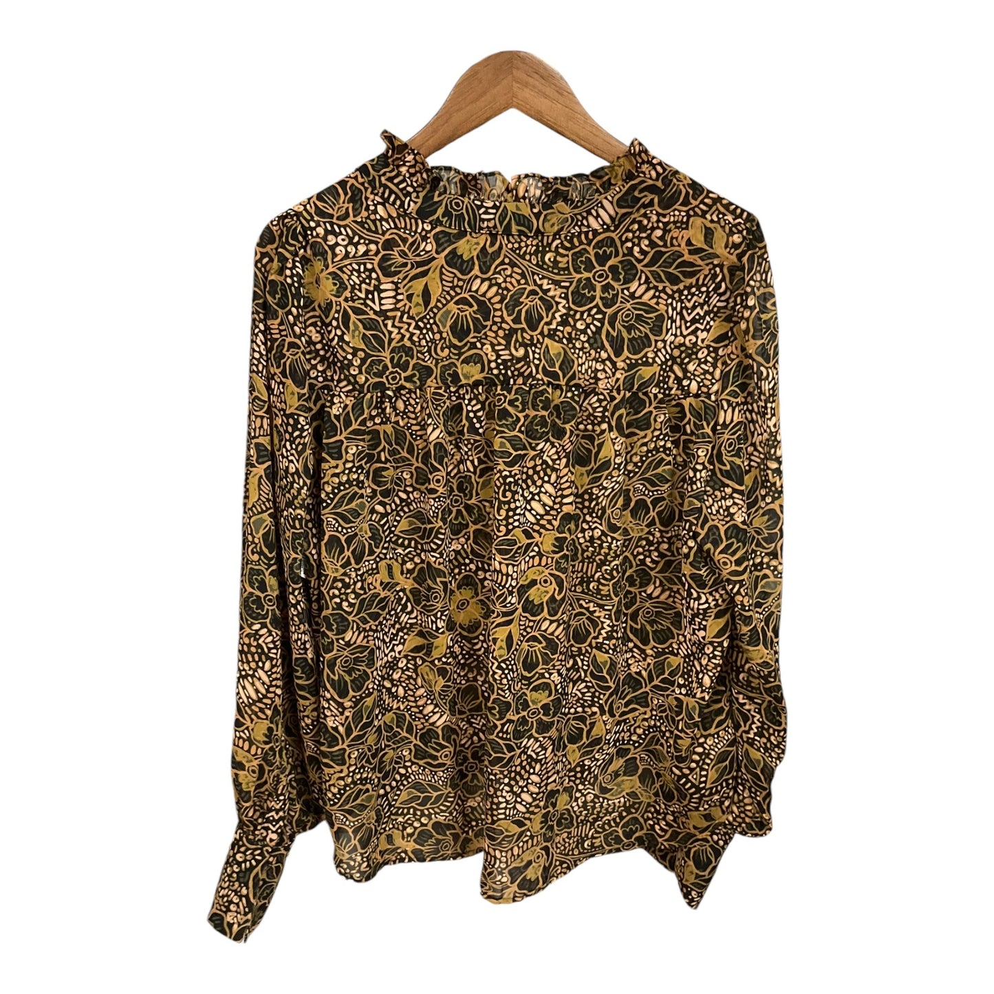 Blouse Long Sleeve By Evereve In Floral Print, Size: Xl