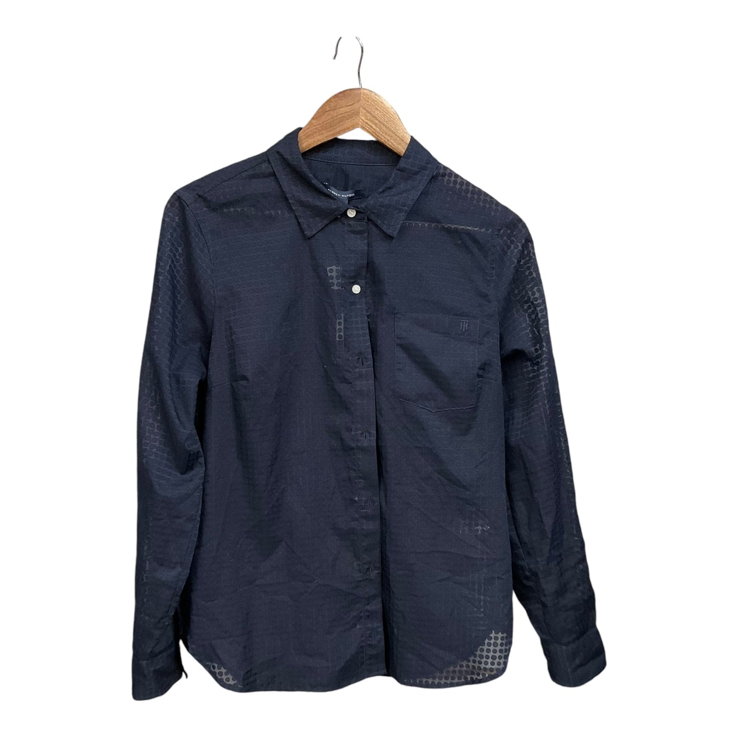 Blouse Long Sleeve By Tommy Hilfiger In Navy, Size: M