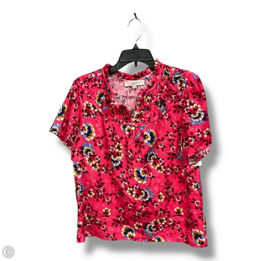 Blouse Short Sleeve By Loft In Floral Print, Size: M