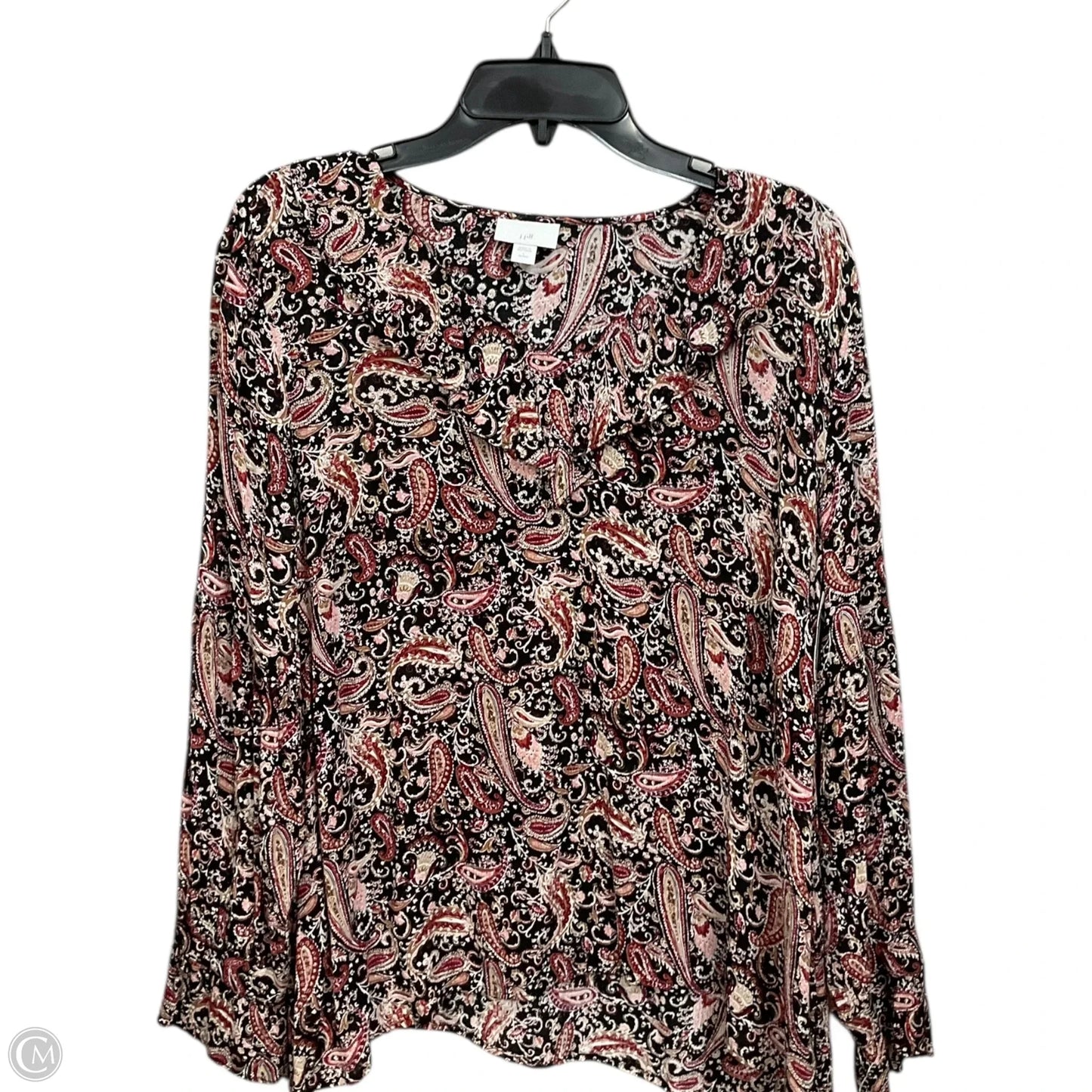 Blouse Long Sleeve By J. Jill In Paisley Print, Size: L