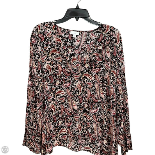Blouse Long Sleeve By J. Jill In Paisley Print, Size: L